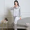 Pijama de Seda para Mujer Traje de Dos Piezas de Manga Larga para Primavera y Verano 100% Seda de Morera Nuevo Conjunto de Verano Ropa de Casa