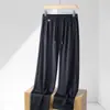 Verano Nuevo Pantalones de Hombre con Cordones Cintura Elástica Pierna Ancha Sueltos Rectos Casuales Deportivos Pantalones Largos Simples Versátiles Delgados