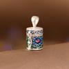 Colgante de Plata S925 Rey Ciervo Dorado Esmalte Cloisonné Retro Flor de Loto Cubo Artístico Pequeño Caja Gawu Colgante de Plata para Mujer