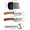 Pelador y Cuchillo para Frutas 2 en 1 Acero Inoxidable Pelador de Manzanas, Cuchillo Pelador para Pelar Caña de Azúcar y Patatas, Cuchillo para Caña de Azúcar