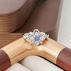 Anillo de Zirconia Azul Marino Súper Brillante, Lujo Ligero, Gama Alta, Exquisito, con Piedras Preciosas de Colores, Diseño de Nicho de Alta Apariencia, Anillo Súper de Hada a la Moda