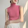 Chaleco de Punto de Cuello Alto para Mujer Otoño e Invierno 2024 Nuevo Ajustado Cuello Alto Chaleco Sin Mangas Camisa Base