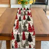 Caminho de Mesa de Natal Festa na Cozinha Mesa de Jantar Guirlanda de Árvore de Natal Boneco de Neve Sinos Rena Papai Noel Decoração de Caminho de Mesa de Natal