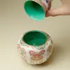 Jardín de Agua Cerámico Estilo Japonés con Tema de Mariposas y Diseño Creativo, Recipiente de Agua Hecho a Mano con Acabado Morado Horneado en Horno para Aguas Residuales y Posos de Té