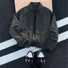 Chamarra corta deconstruida estilo americano, nueva colección de otoño para hombre, chamarra de béisbol, corte holgado, talla grande, cuello alto