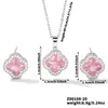 Colar Brincos Trevo de Quatro Folhas Microincrustados Conjunto de Duas Peças Feminino Luxo Leve Design de Nicho Senso de Alto Padrão Influenciador Digital Elegante Conjunto de Joias
