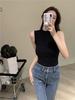685# Colete preto justo sem mangas verão novo spice girls slim fit slimming fashion short bottoming top moda feminina
