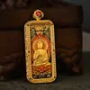 Nuevo Colgante Largo Vajra Torre Blanca con Patrón de Flor de Xizang Amuleto de Buda Caja Gawu de un Solo Lado