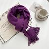 Cachecol de Cor Lisa para Outono e Inverno com Toque de Caxemira para Mulheres Espessado Estilo Coreano Franjas Simples Versátil Macio Cera Quente Xale Imitação de Caxemira