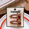 Otoño e Invierno Estilo Coreano Muñeco Oso de Peluche Infantil Pinza de Pico de Pato para Niñas, Color Café Oscuro Set Básico de Pinzas Bb de Animal