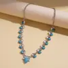 Cadena de Suéter de Acero Inoxidable Europeo y Americano Piedra Redonda Luna Estrella Bohemia Retro Nicho Collar de Gama Alta para Mujer