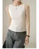 Venda Direta da Fábrica Verão Novo Top Regata Versátil Canelado Slim Fit Sem Mangas Bodycon Top Emagrecedor Ombro a Ombro Tendência