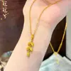 Nuevo collar de borla estilo chino con nariz de cerdo de filigrana antigua chapado en oro con cadena para la clavícula de hoja de abanico adornada con diamantes, sensación de alta gama, color duradero