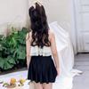 Traje de Baño Enterizo para Niña Traje de Baño con Falda para Niña Bebé Aguas Termales Lazo Lindo Niña Princesa Niño Grande Estudiante