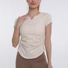 Novas Roupas de Yoga Tops para Mulheres Decote V Esportes Fitness Camiseta Curta Corrida ao Ar Livre Secagem Rápida Manga Curta de Yoga Verão