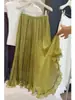 Falda de Malla Estilo Francés para Mujer, Temporada de Verano, Dobladillo Ultra Ancho, Corte Holgado, Adelgazante, Moderna, Elegante, Fluida, Lujo Ligero, Sensación de Alta Gama