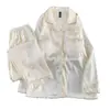 Conjunto de Pijama de Manga Larga Jacquard de Seda Hielo para Niñas con Almohadillas en el Pecho, Suave y Sencillo, Adecuado para Ropa de Casa