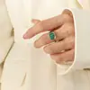 Nuevo Anillo de Acero de Titanio Ajustable con Diseño Único de Rayas Turquesas Antiguas Tailandesas Joyería al por Mayor para Mujeres