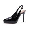 136-7 Tacones Altos Tacón de Aguja para Mujer 2025 Verano Nuevo Baotou Talón Trasero Vacío Sandalias de Tacón Plataforma Impermeable Zapatos de Show