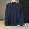 Nueva camiseta base de punto de cachemira para otoño e invierno, moderna para el trabajo y el día a día, color liso, simple y elegante, cuello redondo, manga larga, para hombre