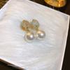 Real Gold galvanizado prata agulha zircão brincos de pérola simples outono e inverno versátil moda brincos elegantes retro brincos atacado
