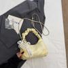 Bolsa Pequena Quadrada de Mão Plissada Estilo Coreano para Mulheres 2025 Novo Estilo Bolsa de Ombro Transversal para Pendular com Corrente de Alto Valor