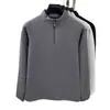 Camiseta de manga larga con media cremallera, sin costuras, de spandex para hombre, nueva de invierno 2025, color liso, sudadera casual con cuello alto para hombre