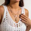 Set de Collar de Estrellas de Mar y Conchas con Perlas de Imitación Transfronterizo Europeo y Americano Accesorios Multicapa Diseño de Moda Collar de Cadena