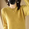 Suéter de Cuello Redondo para Mujer, Suéter Corto de Punto, Manga Larga, Delgado, Versátil, Color Sólido, Capa Base para Otoño e Invierno