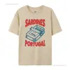 Site Independente Tamanho Europeu Estética Retrô Camiseta de Peixe em Lata Camiseta Gráfica Fofa para Foodies Camiseta de Sardinha Portuguesa