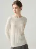Estilo Sencillo Cachemir Cuello Redondo Manga Larga Tejido de Punto Lana Espiga Trenzado Jersey Versátil Casual Cálido Elegante Para Mujer