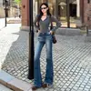 Jeans de Pierna Recta Elásticos Ajustados|Denim Lavado Desgastado|Estilo Retro Americano|Mali Mary