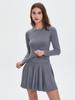 Amazon Transfronterizo Invierno Nuevo Manga Larga Cuello Redondo Top Europeo y Americano Elástico Ajustado Deportivo Yoga Camiseta Mujer