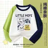 Nuevas camisetas de algodón estampado coreano para niños y niñas, tops de manga larga, ropa infantil de primavera y otoño, camisetas básicas de cuello redondo para bebé