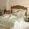 Juego de cuatro piezas de colcha de verano refrescante de Tencel floral pastoral estilo francés, funda de cama de colcha de aire acondicionado fresca sedosa estilo princesa