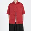 2026 Verano Nuevo Estilo Estilo Chino Traje Tang para Hombre Nuevo Estilo Chino Camisa de Manga Corta con Botones Talla Grande Holgada Casual