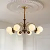 Lámpara Creativa Mágica de Frijol Francesa para Dormitorio Comedor Lámpara de Sala de Estar Estilo Retro Americano Madera Maciza Protección Ocular Candelabro Todo Cobre Estilo Mediados de Siglo
