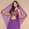 Nuevo pañuelo de corona rosa dorado traje de danza india velo hilo para lanzar a mano patrón de danza del vientre velo de práctica femenino