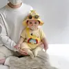 Body de Dibujos Animados para Bebé 2026 Verano Nuevo Elegante Manga Corta Patchwork Cubrepañal Pelele Ropa para Recién Nacidos