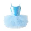 Vestido de Ballet con Tirantes Finos de Lentejuelas para Niñas Europeas y Americanas Falda de Malla para Niños Ropa de Práctica para Escenario Vestido sin Mangas
