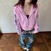Sudadera con capucha y estampado floral retro en gris para mujer, cárdigan de otoño nuevo, chaqueta de manga larga con estampado de letras, top holgado casual, moderno