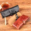 Estuche de viaje portátil de cuero para una pipa, bolsa de almacenamiento de pipa hecha a mano de gran capacidad con cierre de botón a presión, accesorios para fumar