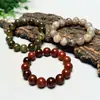 Pulsera al por mayor de cuentas grandes con ágata de patrón de dragón, cristal acuático blanco, cuentas redondas soñadoras, cuentas de barril, suministro para transmisiones en vivo, estilo unisex
