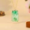 Collar Colgante Geométrico Estilo Chino Retro Chapado en Oro Imitación Jade Africano con un Toque Sencillo y de Alta Gama para Hombres y Mujeres