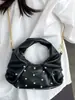 Bolso Estilo Coreano con Adornos de Pedrería Personalizados, Nuevo Modelo Verano 2026, Diseño de Color Sólido, Bolso de Hombro y Axila Moderno y Elegante