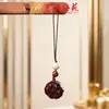 Chaveiro de Sândalo Verde Morango Pingente de Corrente para Celular Esculpido em Jacarandá Yiming Xianyuan Pingente Fofo para Bolsa