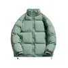 Cardigan Puffer Color Sólida Estampada Outono Inverno Unissex Solto Acolchoado Espesso Casaco de Algodão Roupa Externa Estilo Casal Roupas de Algodão