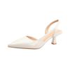 Zapatos Mueller de Punta Europea y Americana para Mujer Verano Nuevo Estilo Francés Tacón Fino Vestido de Hada Punta Vacía Moda Sandalias de Tacón Alto