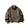 Roupas Vintage 2025 Outono Nova Marca Tendência Jaqueta com Gola Lapela Masculina Retro Americano Color-Block Jaqueta de Trabalho de Alta Qualidade
