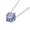 Collar de Azúcar de Cristal Cuadrado Geométrico Estilo Coreano Aurora Accesorios Colgante Cadena Corta para Clavícula de Cubo de Agua para Mujer